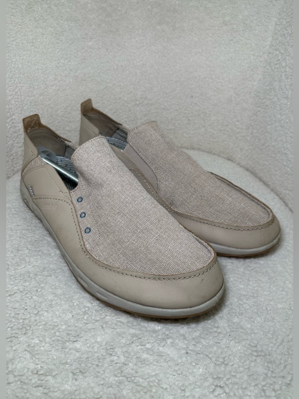 Columbia PFG Slip-On Loafers Men’s Beige Omni-Grip Boat‎ Shoes Comfort Casual 13